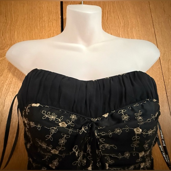 Vintage Betsey Johnson Black n Gold Strapless Formal Dress Size 2 - Picture 3 of 7